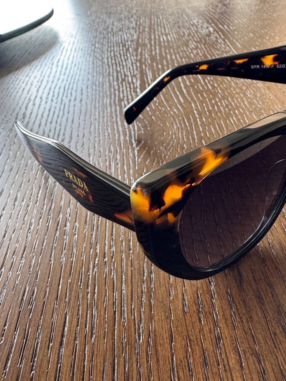 Prada Tortoiseshell Acetate Round Women Sunglasses - Dark Brown/Amber - Picture 11 of 12